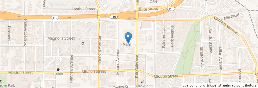 Mapa de ubicacion de Subway en United States, California, Los Angeles County, South Pasadena.
