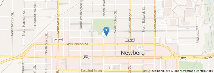 Mapa de ubicacion de Newberg Library en Vereinigte Staaten Von Amerika, Oregon, Yamhill County, Newberg.