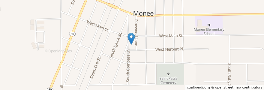 Mapa de ubicacion de Monee Police Department en 미국, 일리노이, Will County, Monee.
