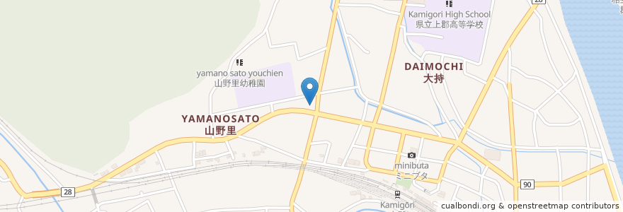 Mapa de ubicacion de お好み焼・鉄板ダイニング Rin en اليابان, 兵庫県, 赤穂郡, 上郡町.
