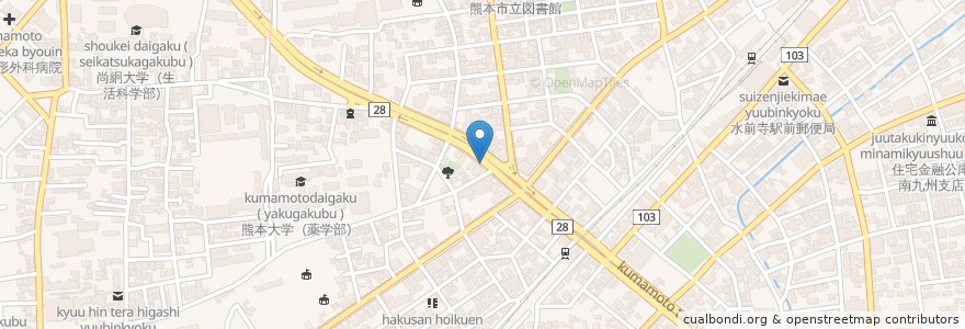 Mapa de ubicacion de 郵便ポスト en Japan, Kumamoto Prefecture, Kumamoto, Chuo Ward.