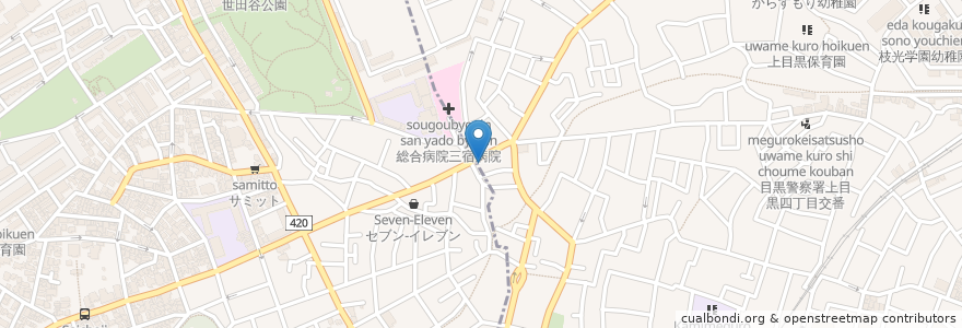 Mapa de ubicacion de 山田歯科医院 en اليابان, 東京都, 目黒区.
