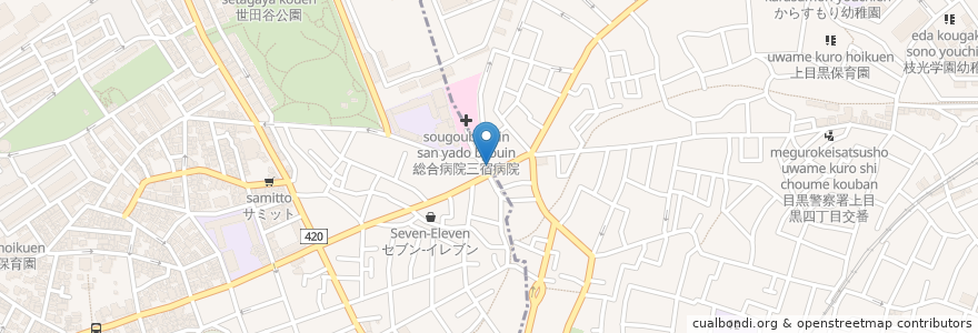Mapa de ubicacion de 目黒中央薬局 en ژاپن, 東京都, 目黒区.
