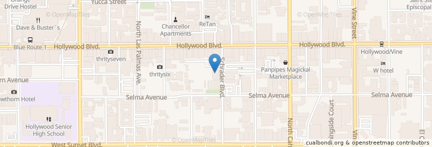 Mapa de ubicacion de Los Angeles LGBT Center en الولايات المتّحدة الأمريكيّة, كاليفورنيا, مقاطعة لوس أنجلس, لوس أنجلس.