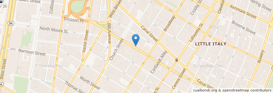 Mapa de ubicacion de Church Street Boxing en 미국, 뉴욕, New York, New York County, Manhattan.