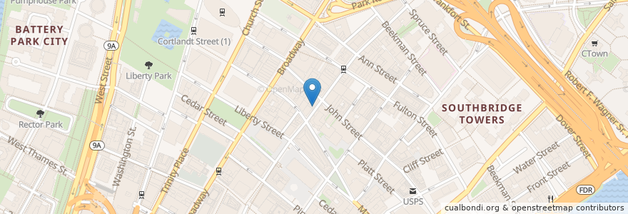 Mapa de ubicacion de PROOF Coffee Roasters en 美利坚合众国/美利堅合眾國, 纽约州 / 紐約州, 纽约, 纽约县, Manhattan Community Board 1, Manhattan.