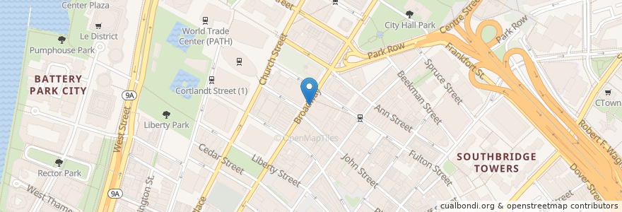 Mapa de ubicacion de Gong Cha en Соединённые Штаты Америки, Нью-Йорк, Нью-Йорк, Округ Нью-Йорк, Manhattan Community Board 1, Манхэттен.