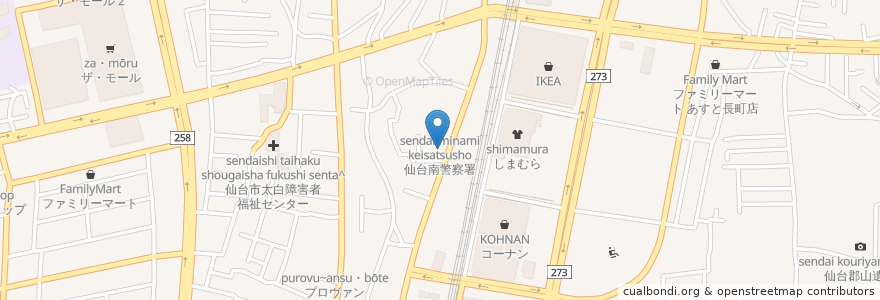 Mapa de ubicacion de おおわ田 en 日本, 宫城县, 仙台市, 太白区.