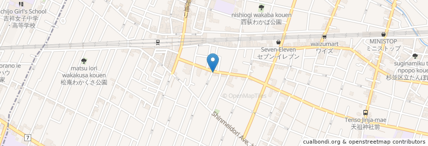 Mapa de ubicacion de 西荻ファミリー歯科医院 en Japon, Tokyo, 杉並区.