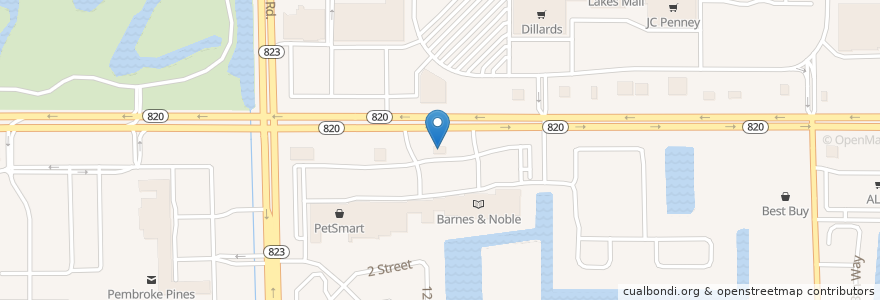 Mapa de ubicacion de LongHorn Steakhouse en ایالات متحده آمریکا, فلوریدا, Broward County, Pembroke Pines.