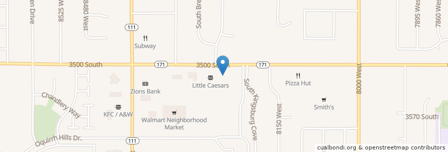 Mapa de ubicacion de Jimmy John's en Amerika Syarikat, Utah, Salt Lake County, Magna.