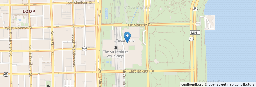 Mapa de ubicacion de Cafe Moderno en アメリカ合衆国, イリノイ州, シカゴ.