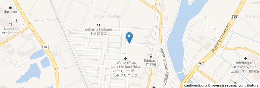 Mapa de ubicacion de アクア薬局 江戸橋駅前店 en Jepun, 三重県, 津市.