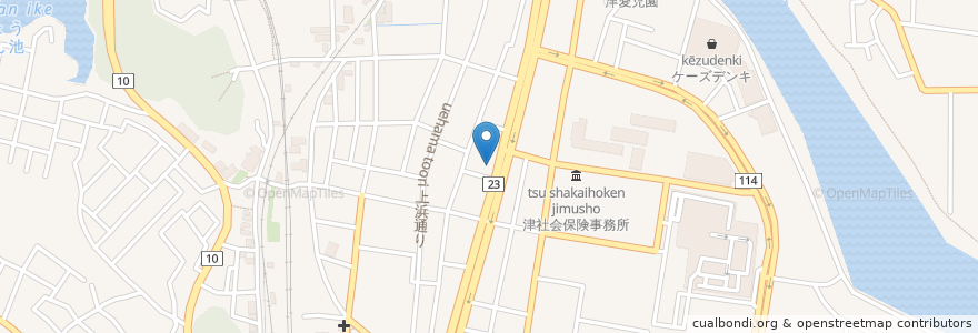 Mapa de ubicacion de タイムズカーレンタル 津店 en Japón, Prefectura De Mie, Tsu.