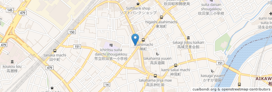 Mapa de ubicacion de 元町カレー en 日本, 大阪府, 吹田市.