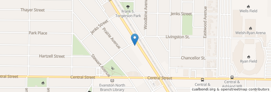 Mapa de ubicacion de Dunkin' Donuts en Amerika Syarikat, Illinois, Evanston.