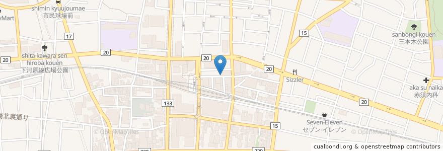 Mapa de ubicacion de Bistro Shingo en Japonya, 東京都, 府中市.