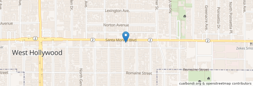 Mapa de ubicacion de Arco en アメリカ合衆国, カリフォルニア州, Los Angeles County, ロサンゼルス, West Hollywood.