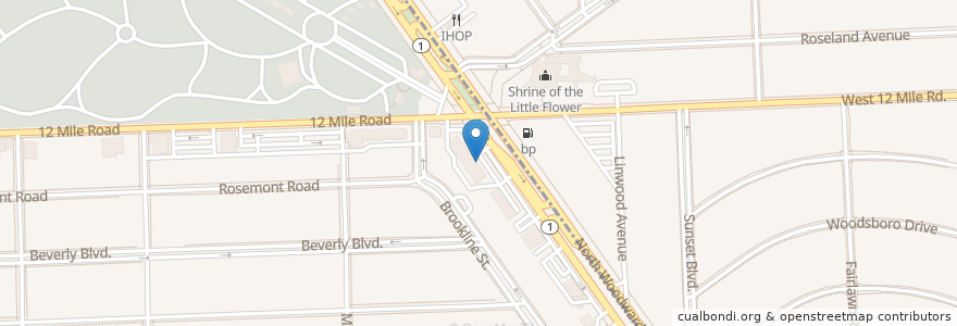 Mapa de ubicacion de Crispelli’s Bakery & Pizza en ایالات متحده آمریکا, میشیگان, Oakland County, Berkley, Royal Oak.