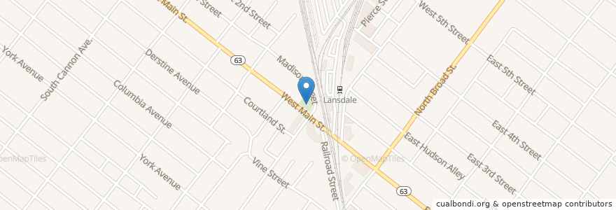Mapa de ubicacion de Kugel Ball Fountain en Amerika Birleşik Devletleri, Pensilvanya, Montgomery County, Lansdale.