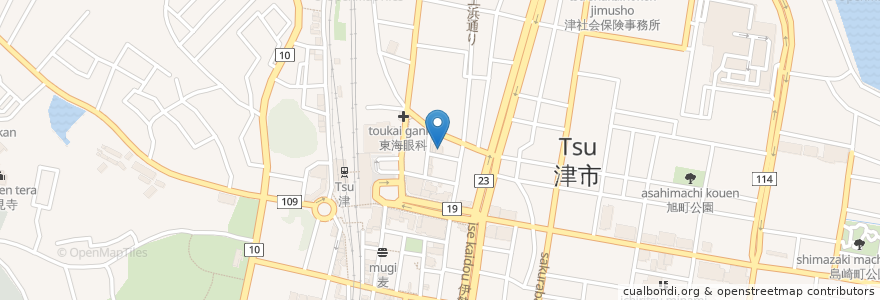 Mapa de ubicacion de かたやまファミリークリニック en 日本, 三重県, 津市.