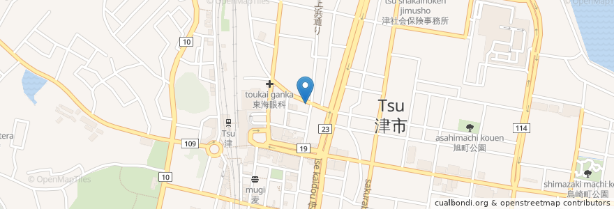 Mapa de ubicacion de 青木薬局 en 日本, 三重県, 津市.