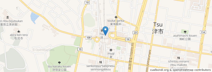 Mapa de ubicacion de マツモトキヨシ en 日本, 三重県, 津市.