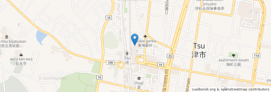 Mapa de ubicacion de 海鮮酒蔵 炉庵 en Giappone, Prefettura Di Mie, 津市.
