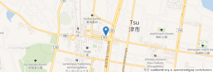 Mapa de ubicacion de ビストロTAKAYA en اليابان, 三重県, 津市.