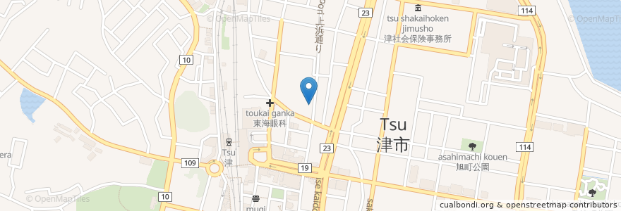 Mapa de ubicacion de 割烹 魚佐 en Япония, Миэ, 津市.