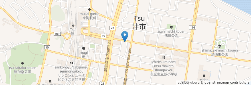 Mapa de ubicacion de 中華レストラン 千雅 en Japan, Präfektur Mie, 津市.