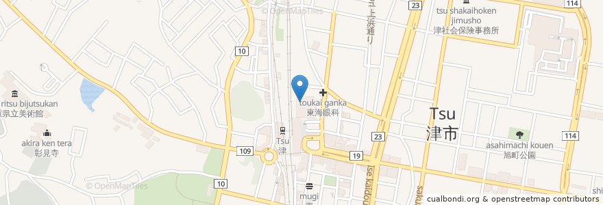 Mapa de ubicacion de 昭和食堂 津駅前店 en Jepun, 三重県, 津市.