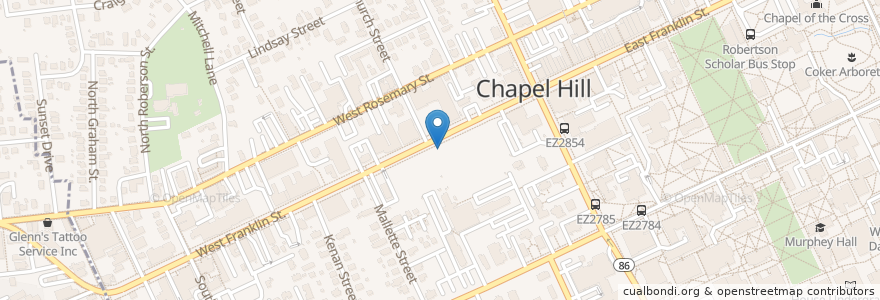 Mapa de ubicacion de B.Good en United States, North Carolina, Orange County, Chapel Hill.