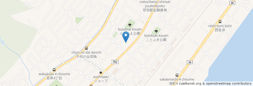 Mapa de ubicacion de 明光義塾 登別新生町教室 en Giappone, Prefettura Di Hokkaidō, Sottoprefettura Di Iburi, 登別市.