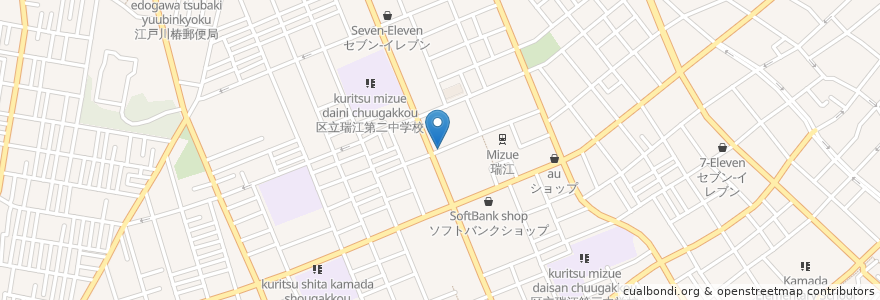 Mapa de ubicacion de とんかつ二条 en 日本, 東京都, 江戸川区.