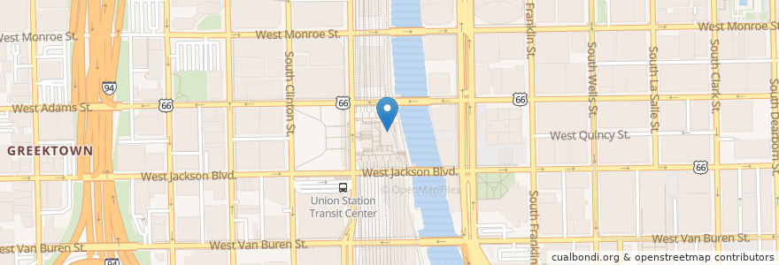 Mapa de ubicacion de Corner Bakery Cafe en アメリカ合衆国, イリノイ州, シカゴ.