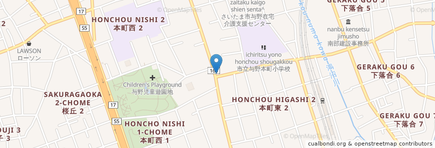Mapa de ubicacion de かし和や en Japonya, 埼玉県, さいたま市, 中央区.
