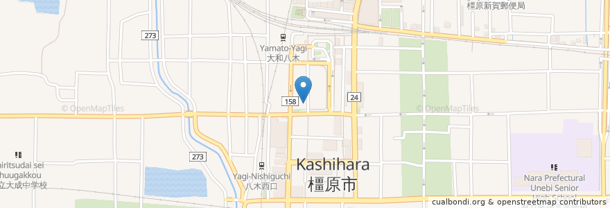 Mapa de ubicacion de じとっこ組合 大和八木店 en Japonya, 奈良県, 橿原市.