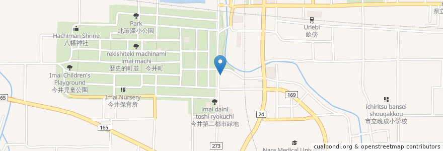 Mapa de ubicacion de cafe tamon en ژاپن, 奈良県, 橿原市.