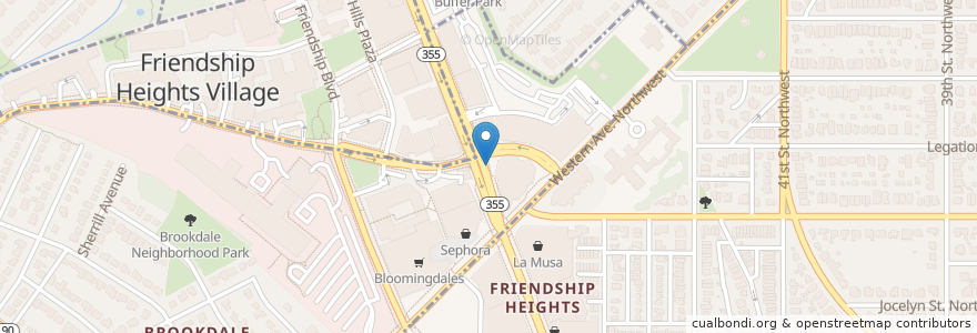 Mapa de ubicacion de Friendship Hts Metro/Wisconsin Ave and Wisconsin Cir en アメリカ合衆国, メリーランド州, Montgomery County.