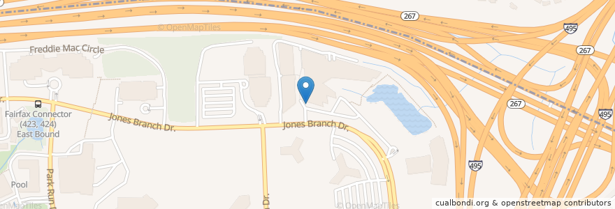 Mapa de ubicacion de Jones Branch and Westbranch Dr en United States, Virginia, Fairfax County, Mclean.