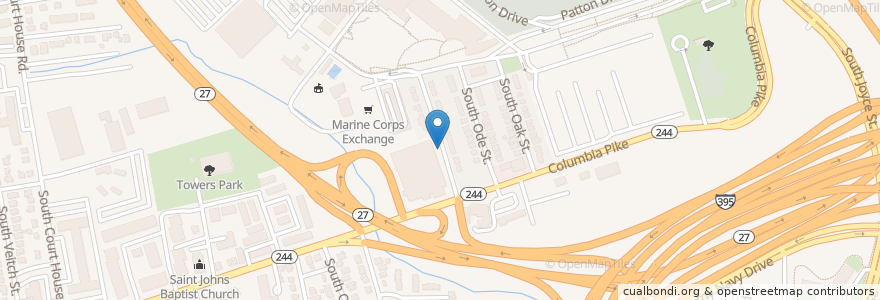 Mapa de ubicacion de Columbia Pike and S Orme St en Соединённые Штаты Америки, Виргиния, Arlington County, Arlington.
