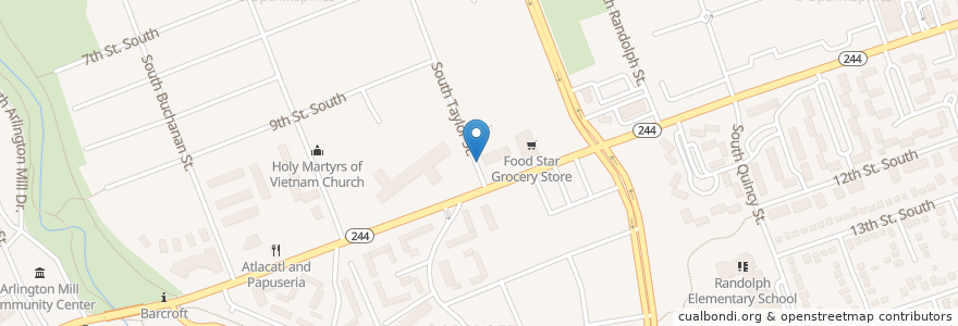 Mapa de ubicacion de Columbia Pike and S Taylor St en 美利坚合众国/美利堅合眾國, 弗吉尼亚州 / 維吉尼亞州 / 維珍尼亞州, Arlington County, Arlington.