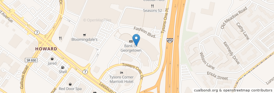 Mapa de ubicacion de Towers Crescent Dr and Tysons One Pl en Vereinigte Staaten Von Amerika, Virginia, Fairfax County.