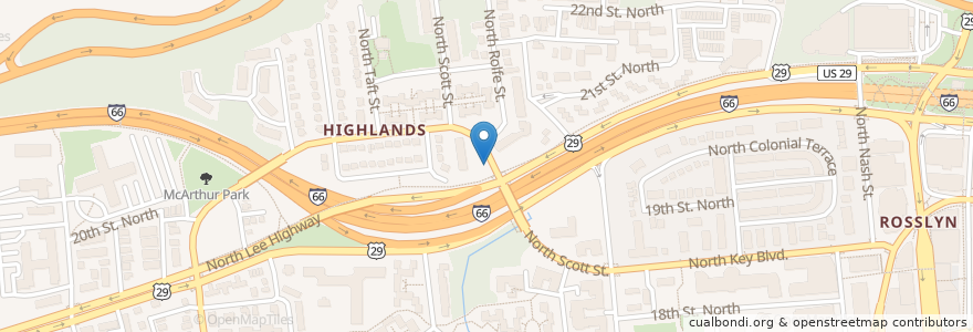Mapa de ubicacion de Lee Hwy and N Scott St en 미국, 버지니아, Arlington County, Arlington.