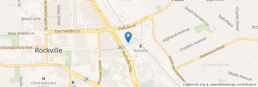 Mapa de ubicacion de Rockville Metro West en Amerika Syarikat, Maryland, Montgomery County, Rockville.