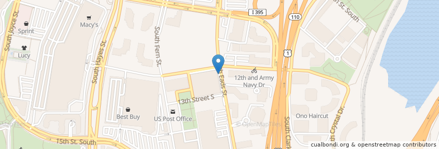Mapa de ubicacion de Eads St and 12th St S en 美利坚合众国/美利堅合眾國, 弗吉尼亚州 / 維吉尼亞州 / 維珍尼亞州, Arlington County, Arlington.