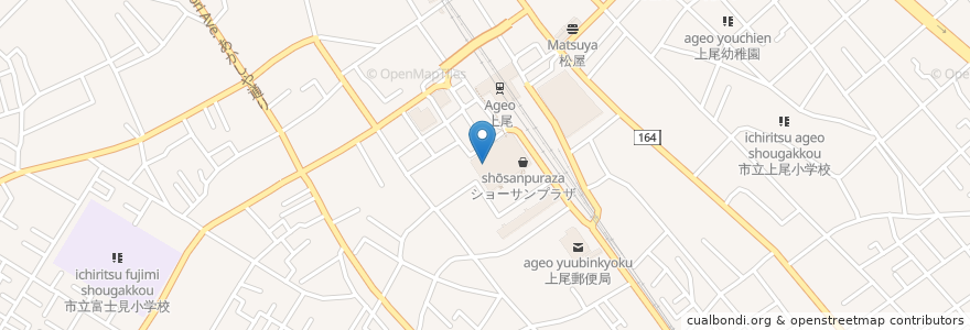 Mapa de ubicacion de サンマルクカフェ en 日本, 埼玉县, 上尾市.