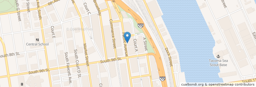 Mapa de ubicacion de Flatstick Pub - Tacoma en 미국, 워싱턴, Pierce County.