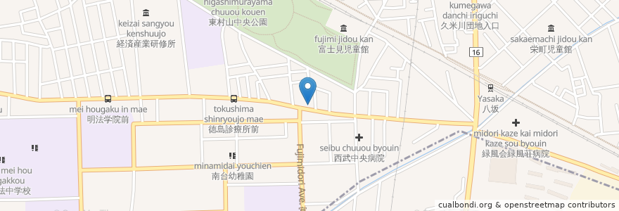 Mapa de ubicacion de 富士見町調剤薬局 en Japón, Tokio, Higashimurayama.